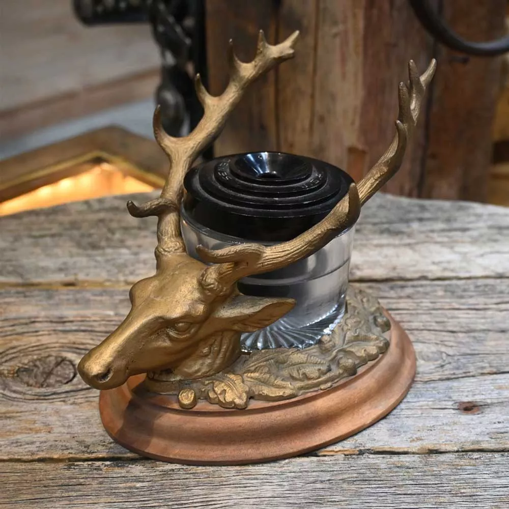 Vintage Sengbush Cast Iron Elk Inkwell