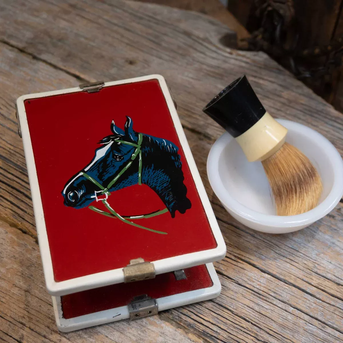 Vintage Shaving kit w/Original Brush and Glass Dish