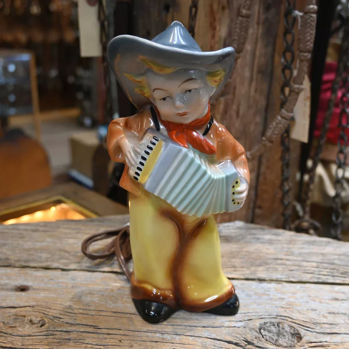 Vintage Working Porcelain Cowboy Night Light