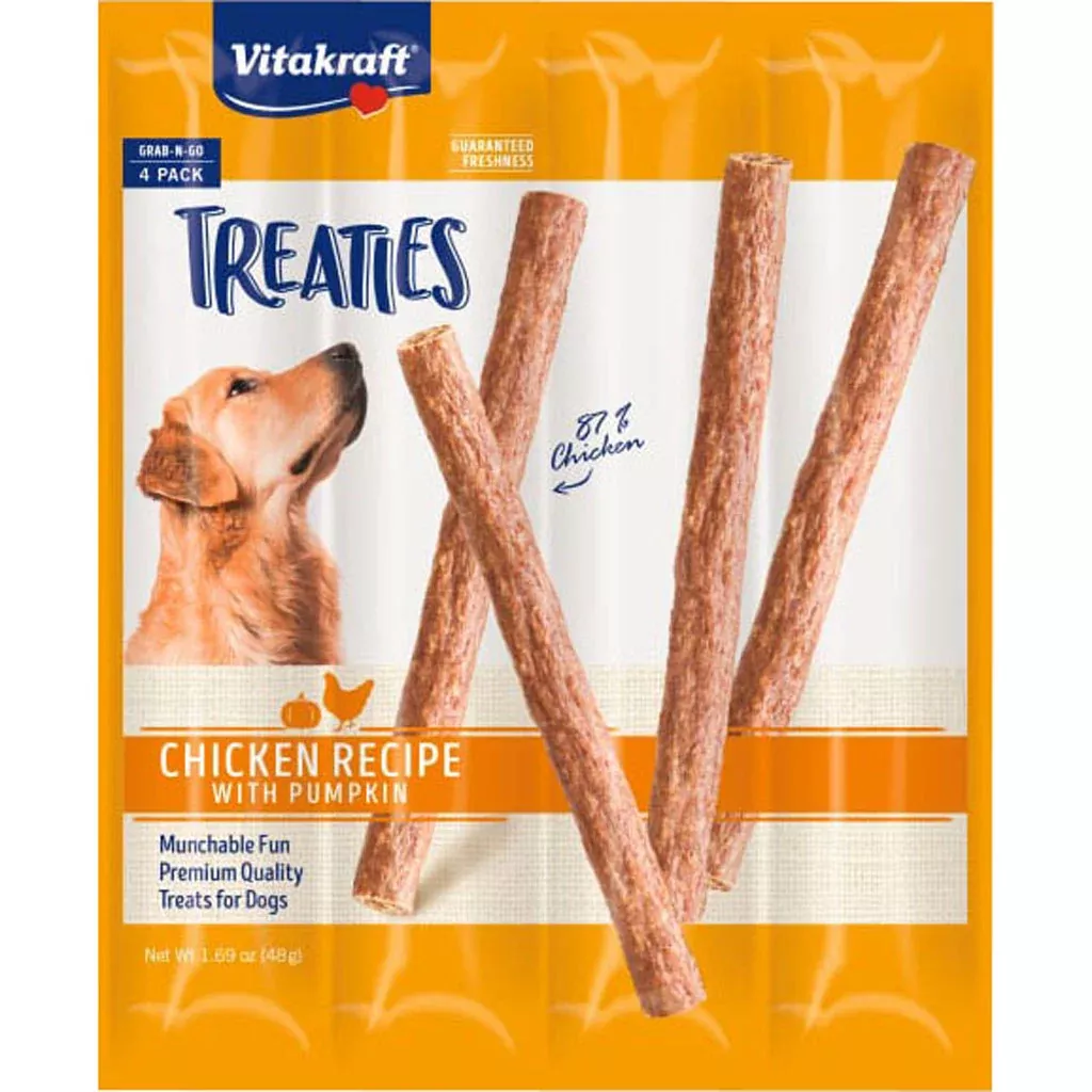 Vitakraft Treaties Dog Treats, Chicken/Pumpkin, 4 Pack