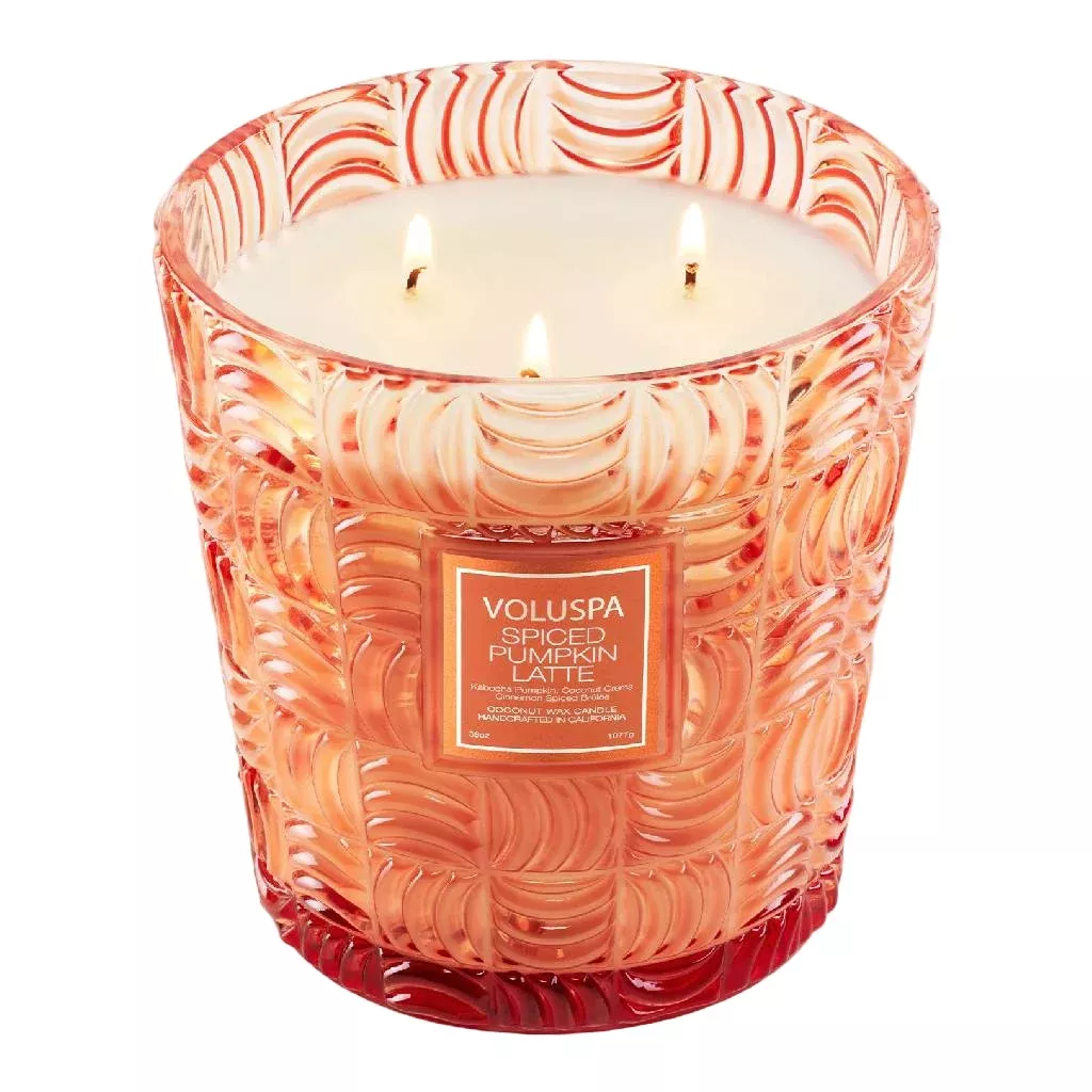 Voluspa Spiced Pumpkin Latte 3 Wick Hearth Candle