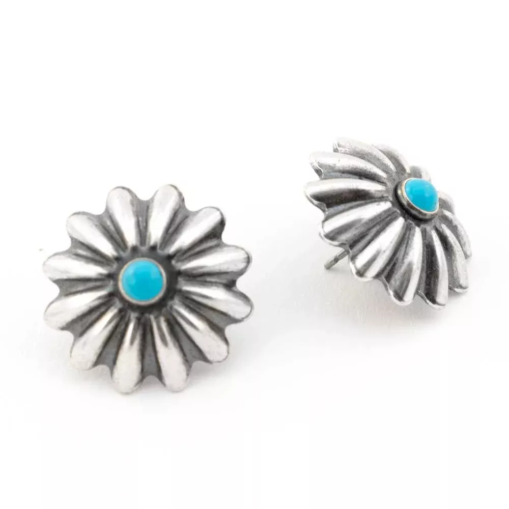 Wapi Sterling Silver Flower Concho Earrings