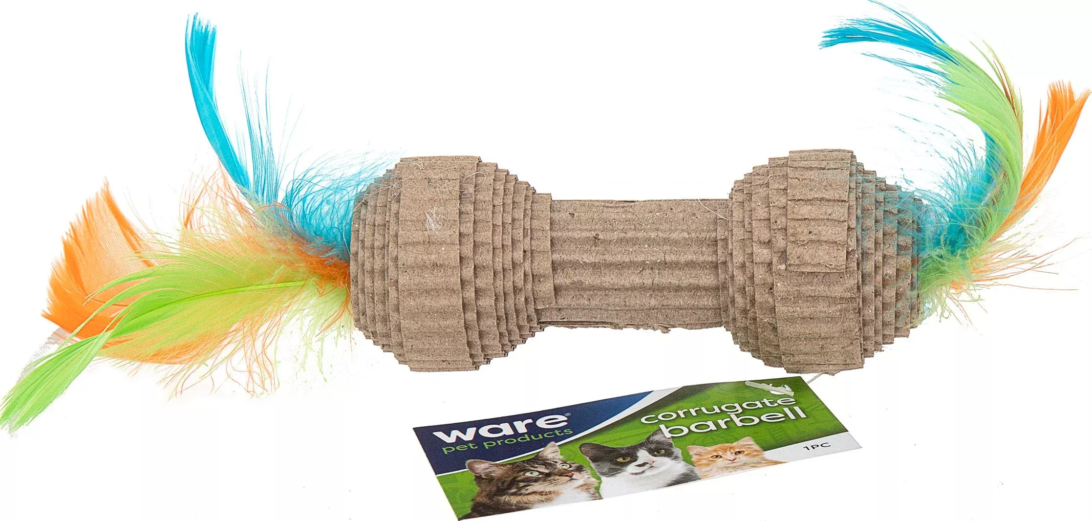 Ware Corrugated Barbell Cat Toy 4x1.25x1.25 in