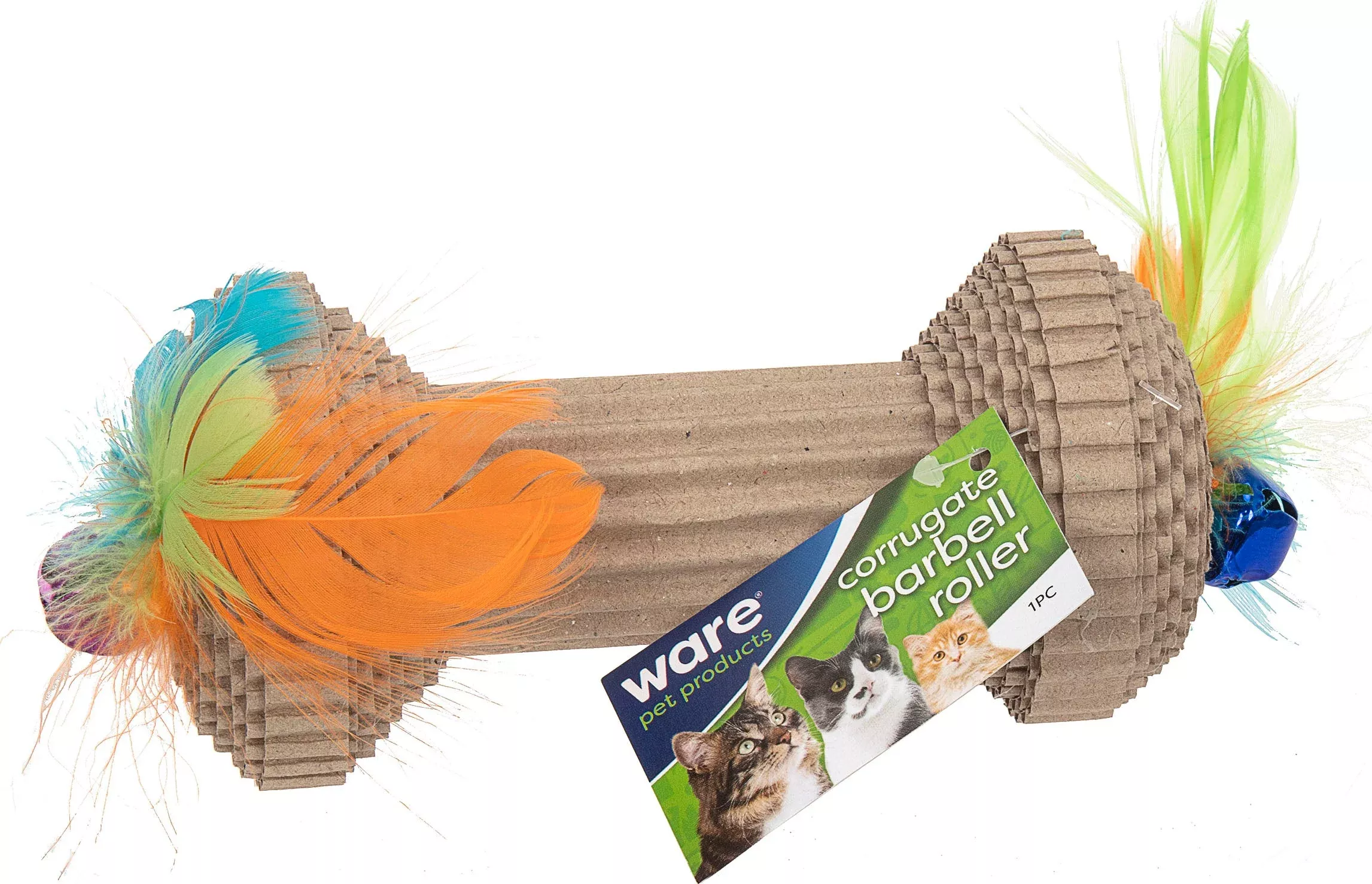 Ware Corrugated Barbell Roller Cat Toy, 6 x 3 x 3 in