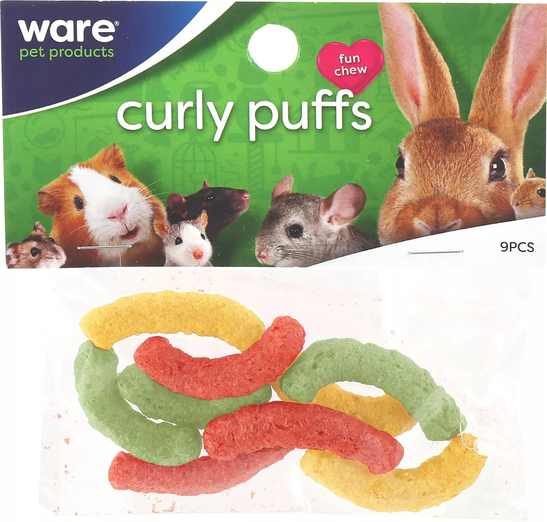 Ware Critter Curly Puffs Small Animal Chew Toy, Multi-Color