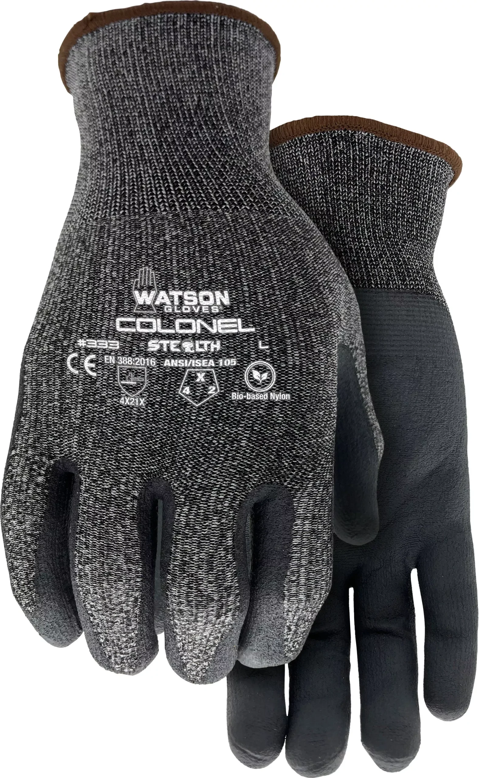 Watson Gloves Men's Stealth Colonel Bio-Based Gloves, Black, Medium