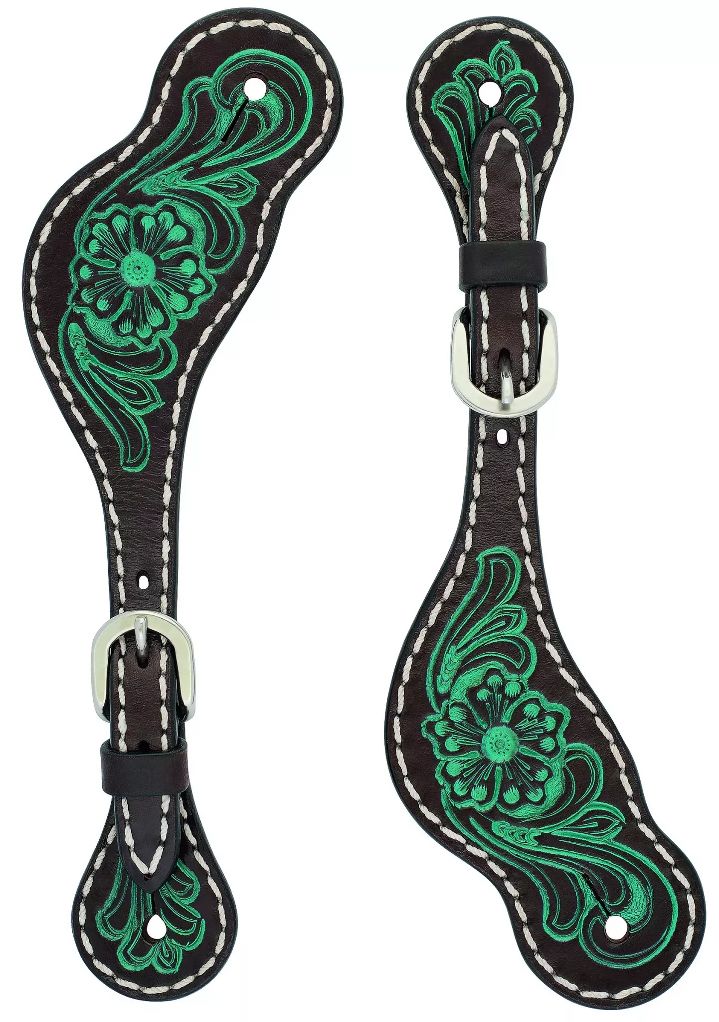 Weaver Cross Carved Flower Spur Straps - Ladies