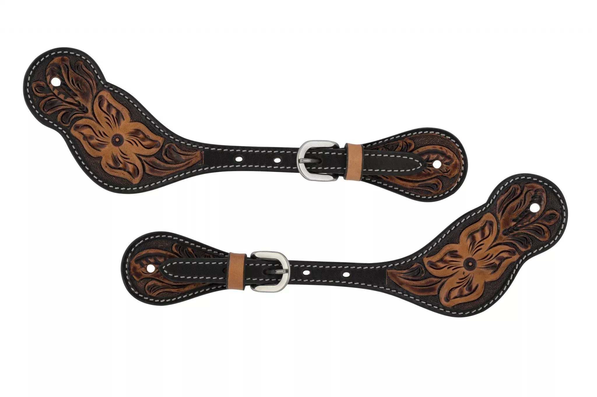 Weaver Cross Floral Tooled Men's Spur Straps