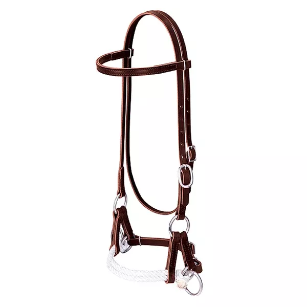 WEAVER LEATHER Horse Side Pull Single Rope Genuine Headstall Harness Burgundy