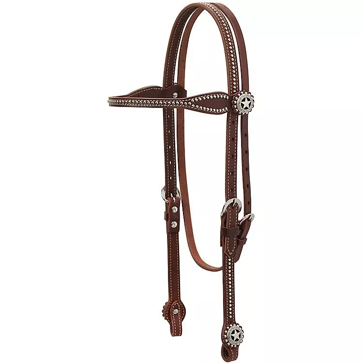 Weaver Texas Star Oiled BrowbandHeadstallLeather