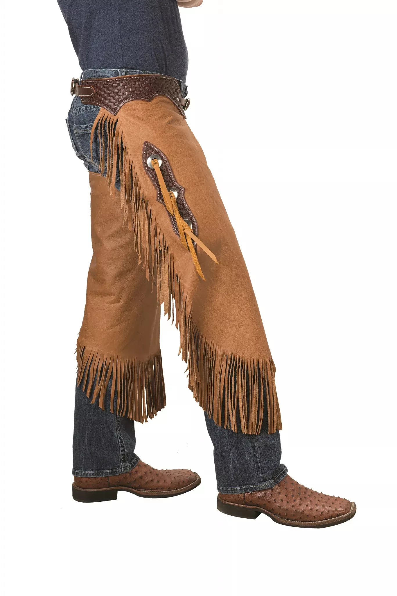 Weaver Vintage Cowboy Chinks with Basketweave Yoke Set