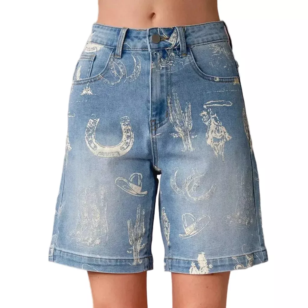 Western Print Bermuda Shorts