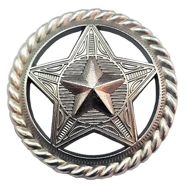 Western Screw Back Concho Headstall Tack Silver Finishing Rope Edge Star
