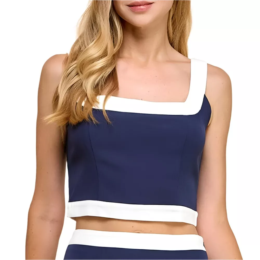 White Border Cropped Tank Top - FINAL SALE