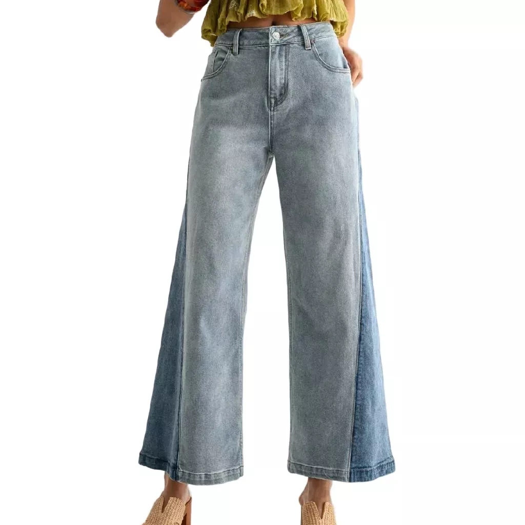 Wide Leg Two Tone Jeans