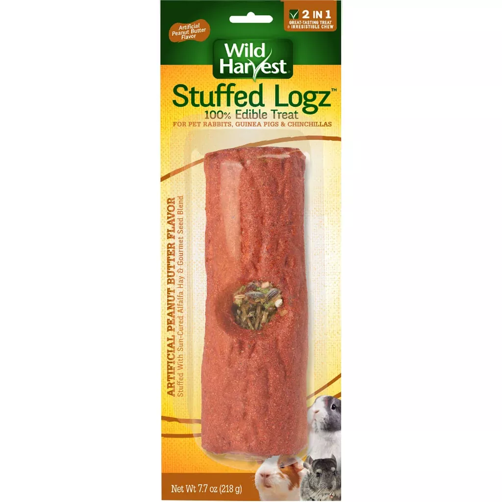 Wild Harvest Stuffed Logz for Small Animals, Peanut Butter, 7.7 oz