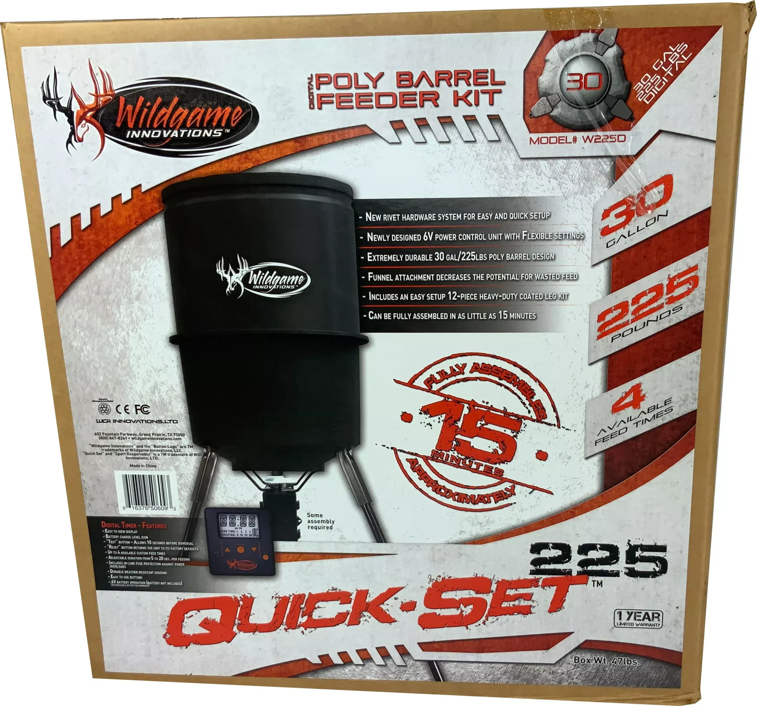 Wildgame Innovations Digital Barrel Feeder Kit 30 GAL