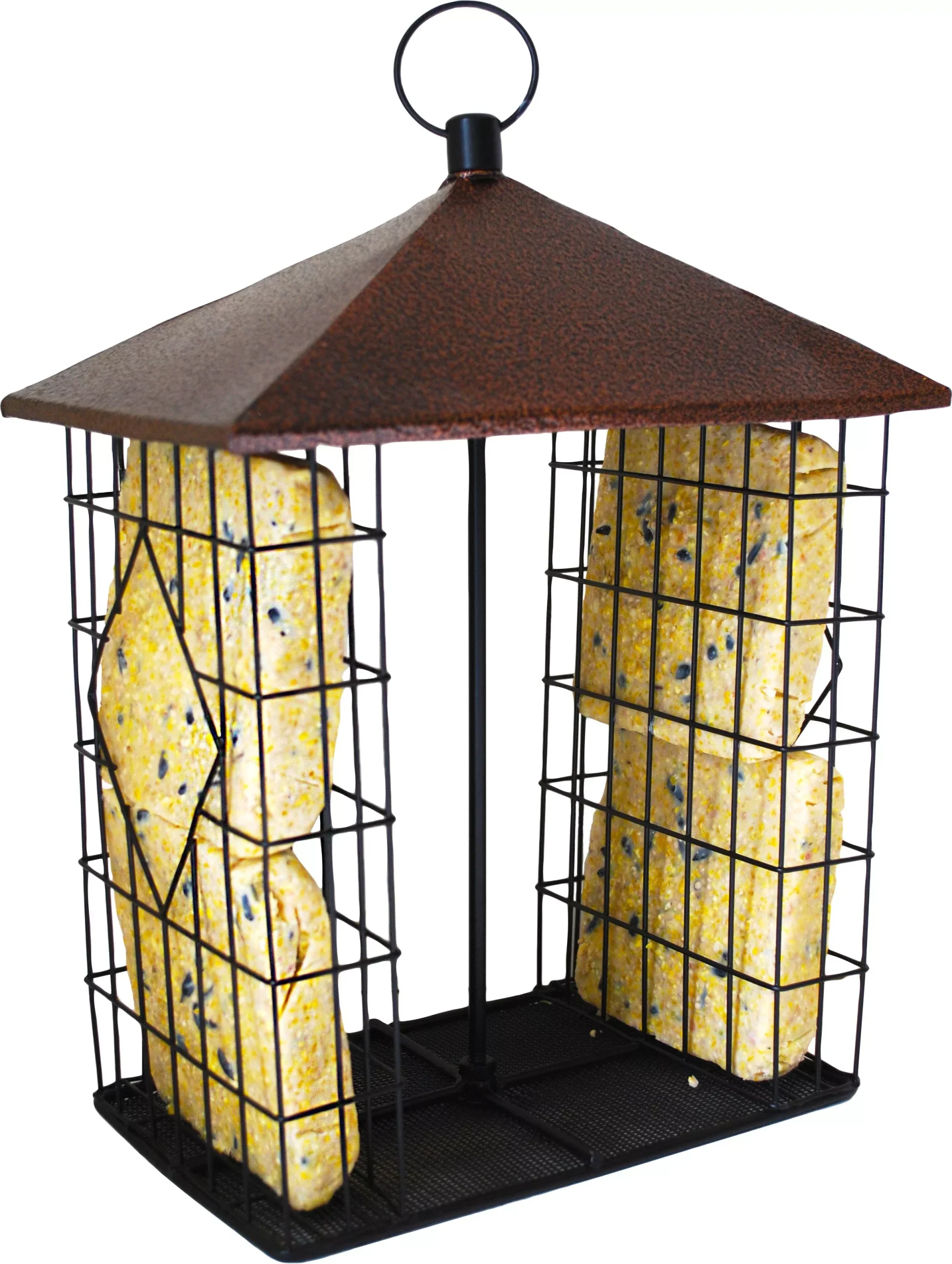 Wildlife Sciences Fly-Through Suet Cake Feeder, 4-Cake Capacity, Bronze/Black