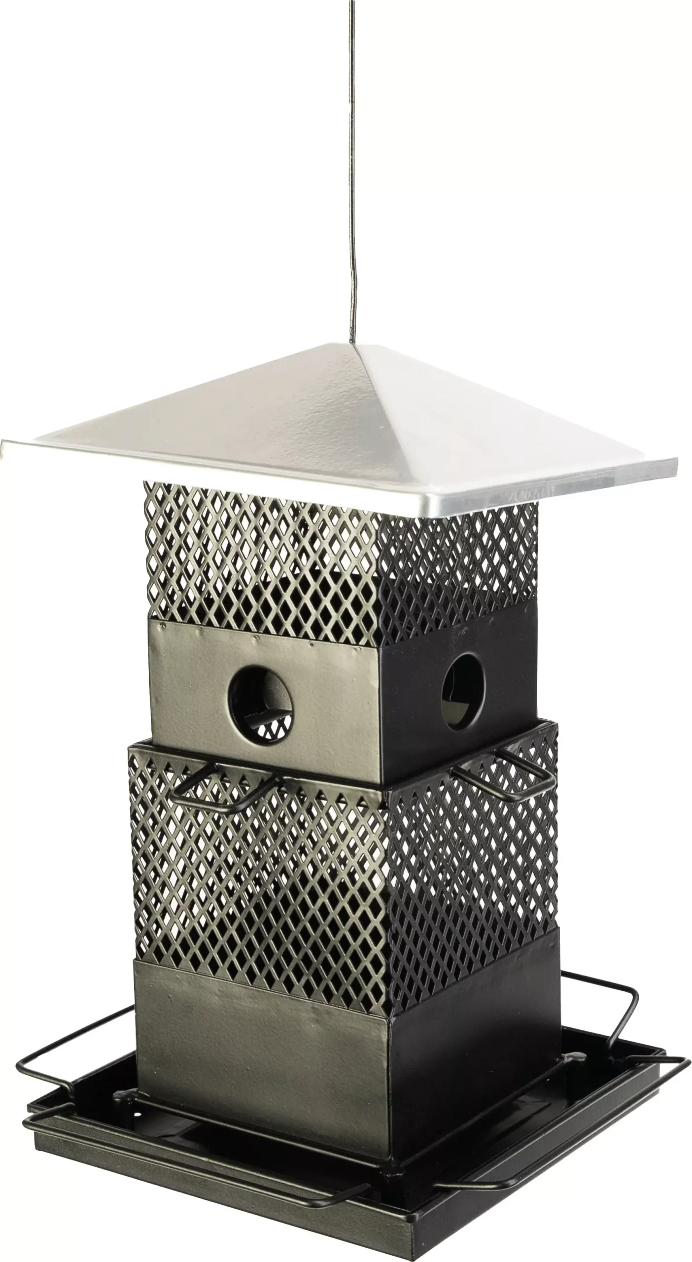 Woodlink New Age Large Retractable 2-Tier Hopper Feeder 6 lb Capacity Black