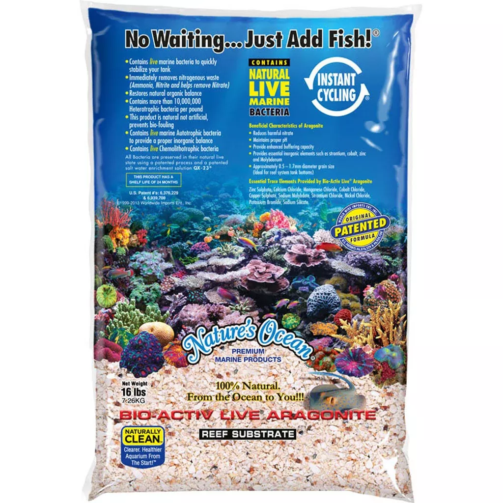 World Wide Imports Bio Active Live Aragonite Reef Substrate, 16 lb