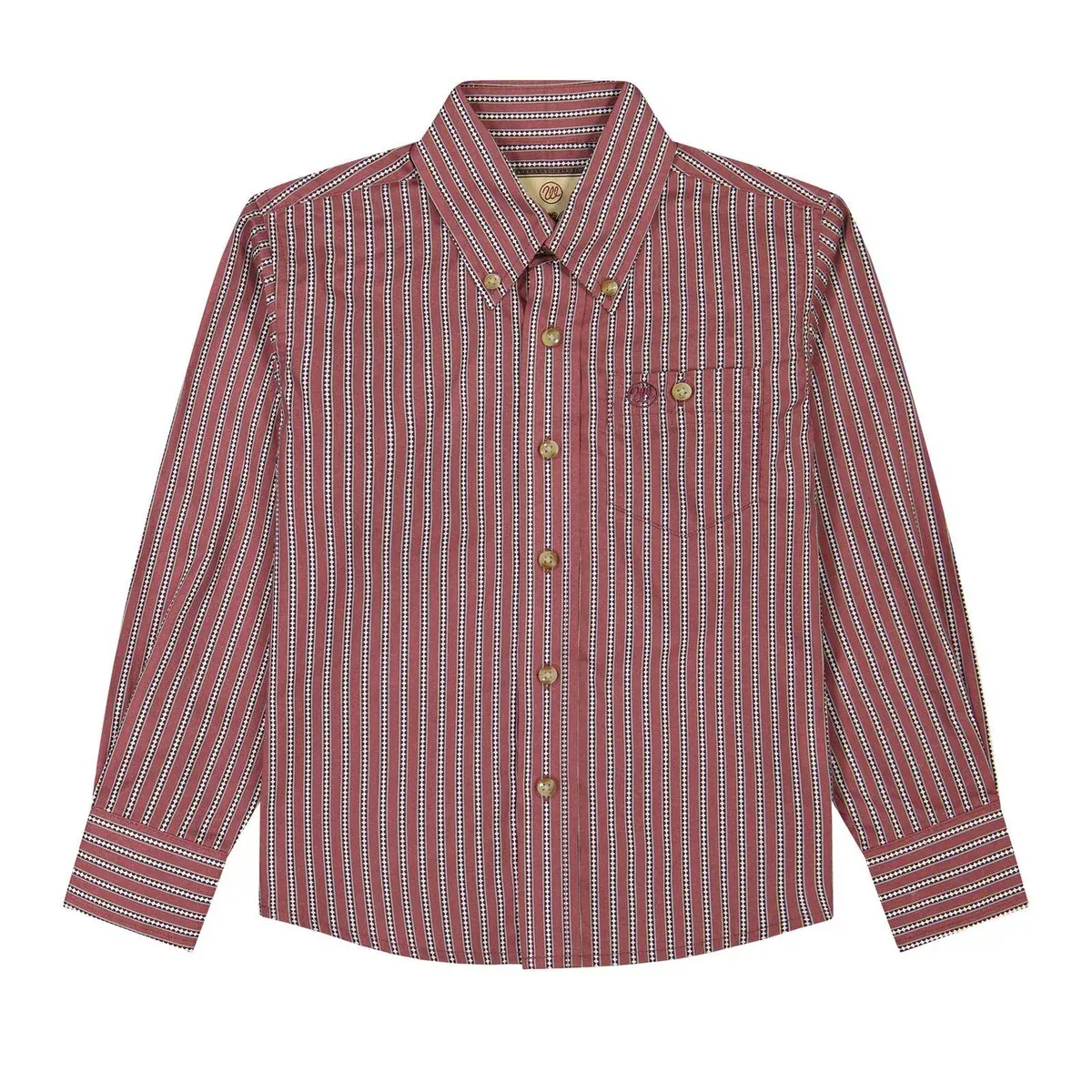 Wrangler Boy's Classic Fit Red Stripe Button Down Shirt