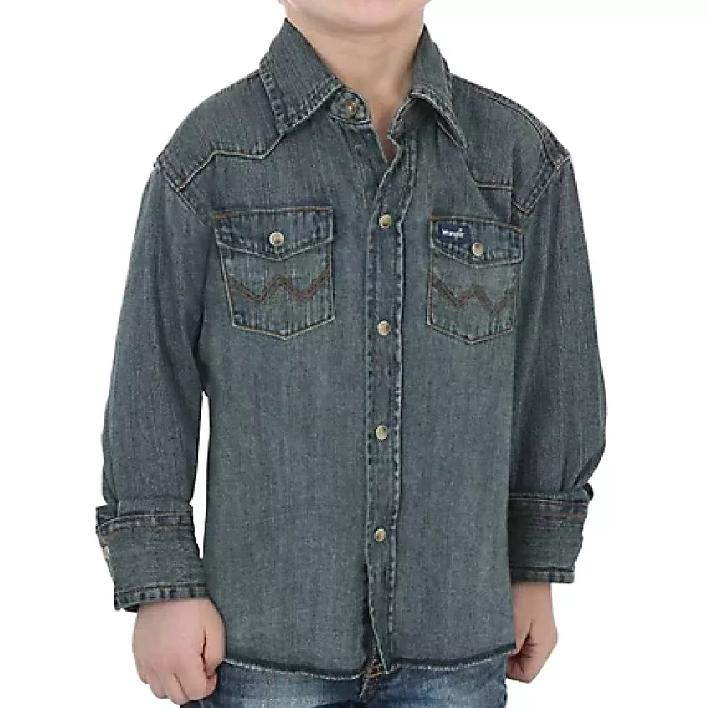 Wrangler Boy's Denim Western Work Snap Shirt