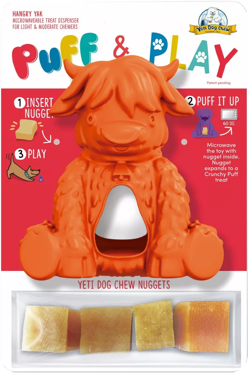 Yeti Hangry Yak Puff & Play Dog Toy, Orange