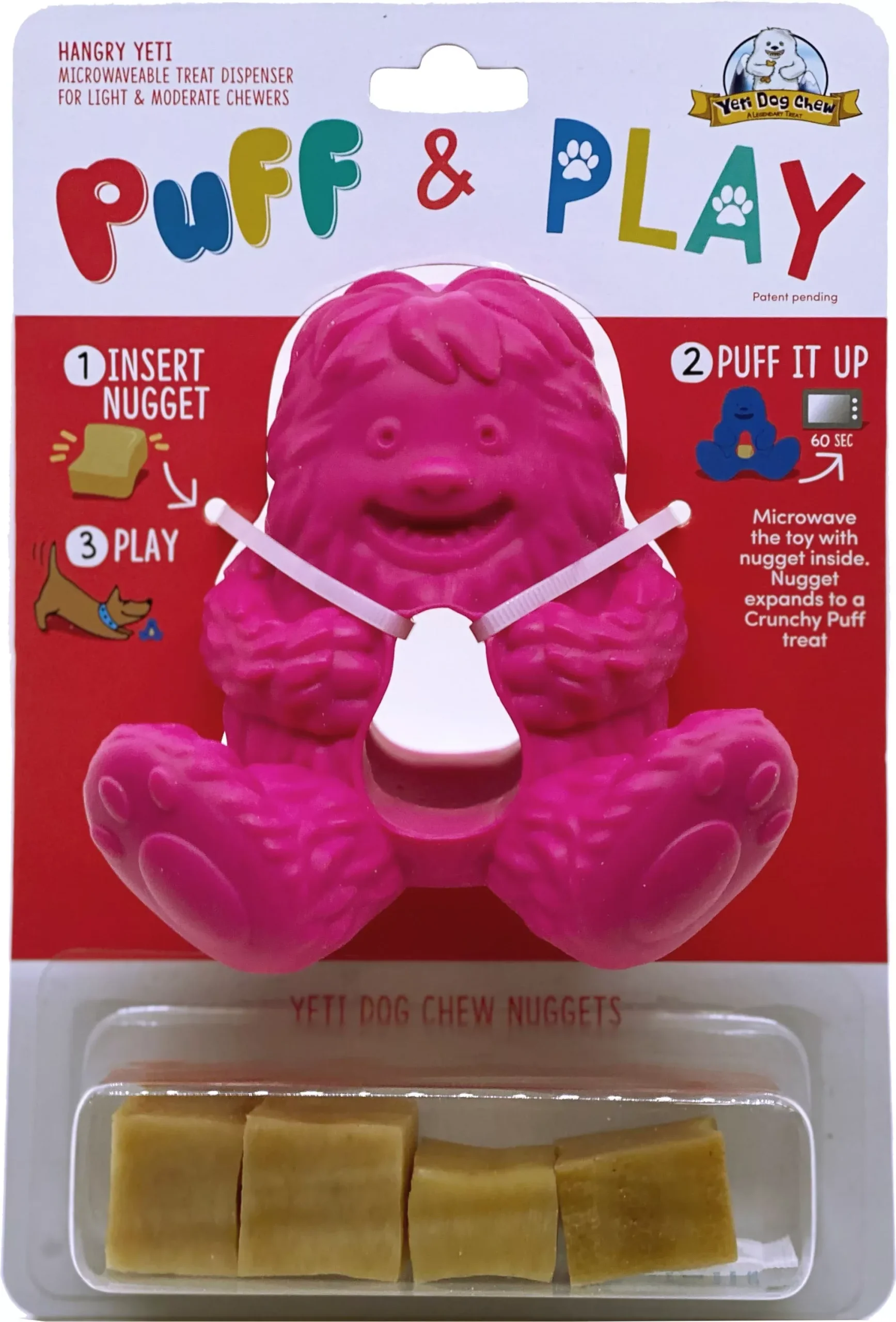 Yeti Pet Hangry Yeti Puff & Play Dog Toy, Pink