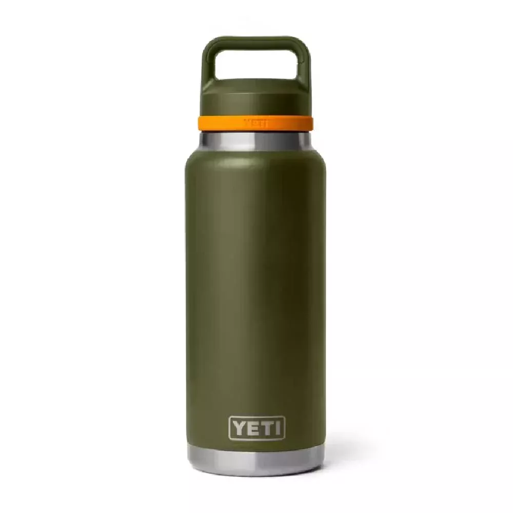 Yeti Rambler 36oz Bottle Chug - Olive/King Crab Orange