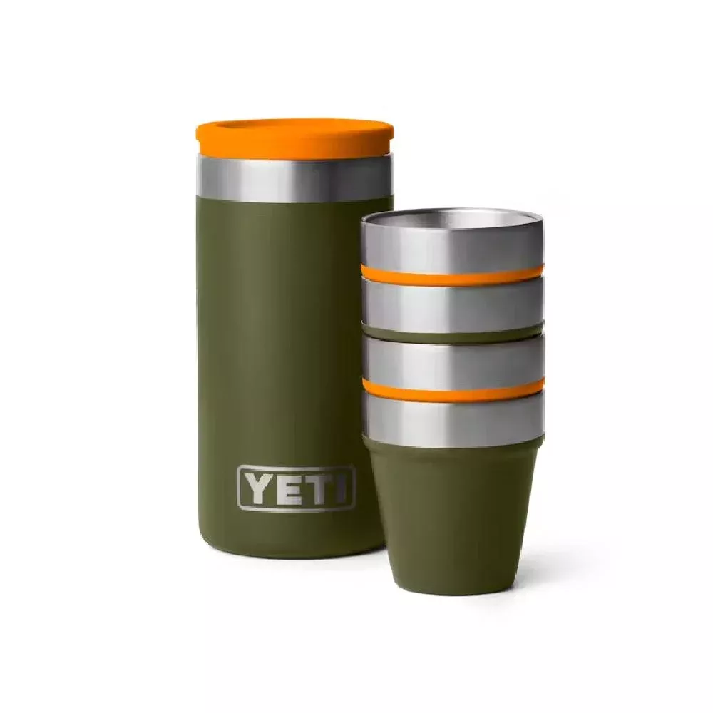 Yeti Shot Glasses and Case - Olive/King Crab Orange