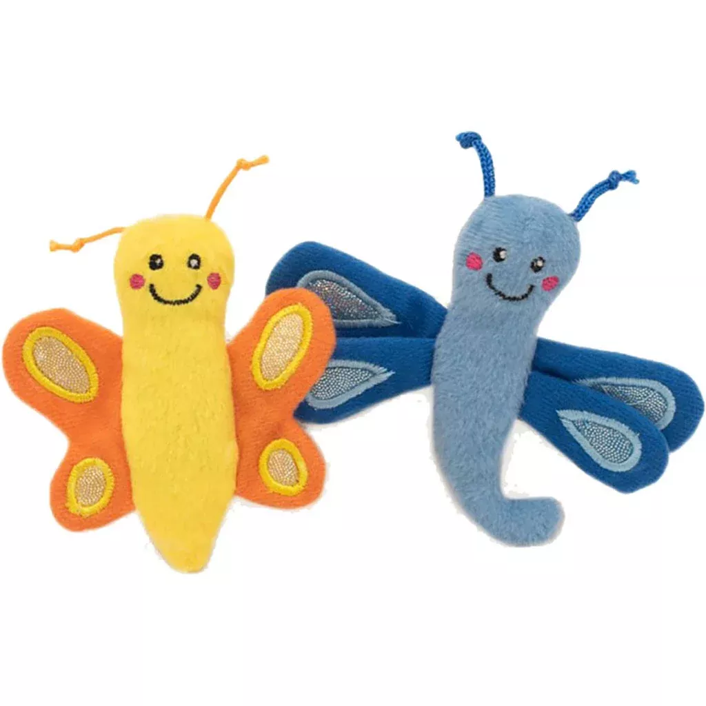 ZippyClaws Butterfly & Dragonfly Catnip Cat Toys Small 2-Pack