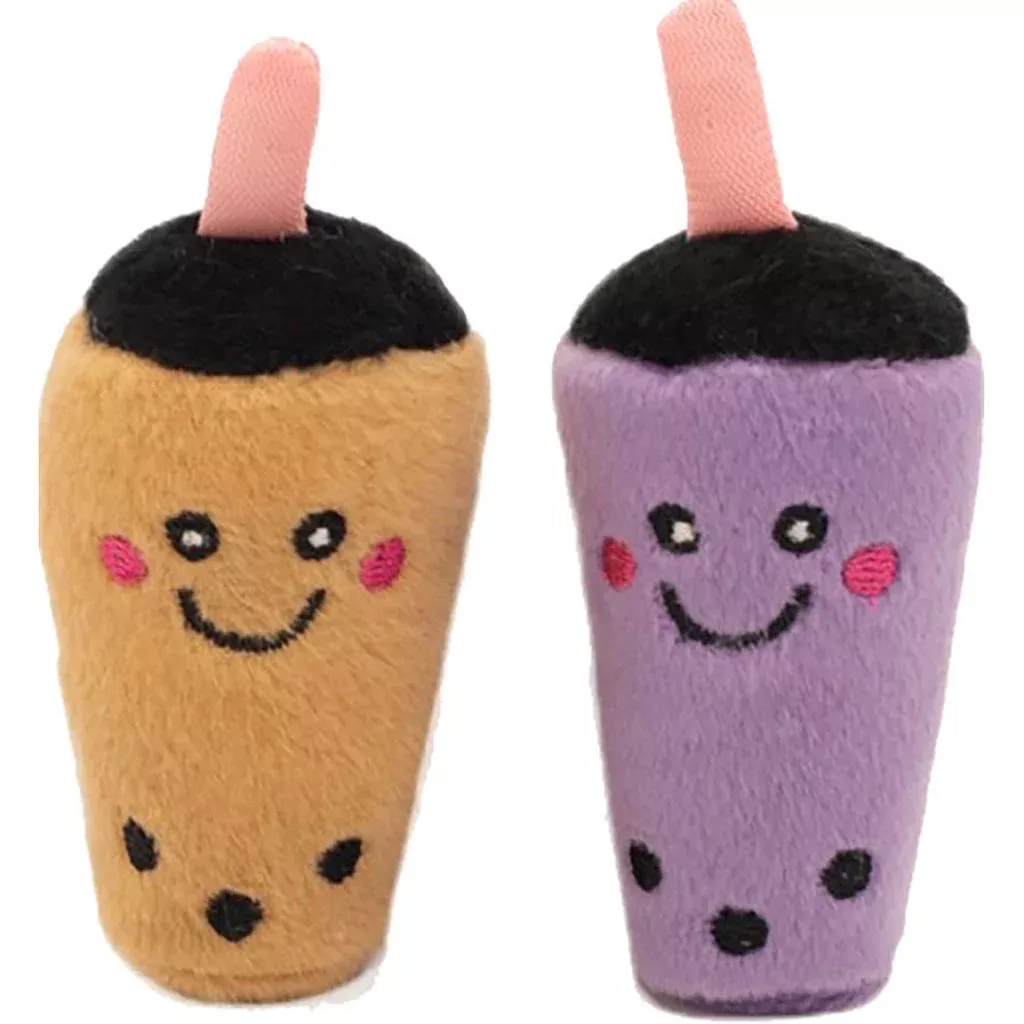 ZippyClaws NomNomz Milk Tea and Taro Cat Toy Small Catnip 2-Pack