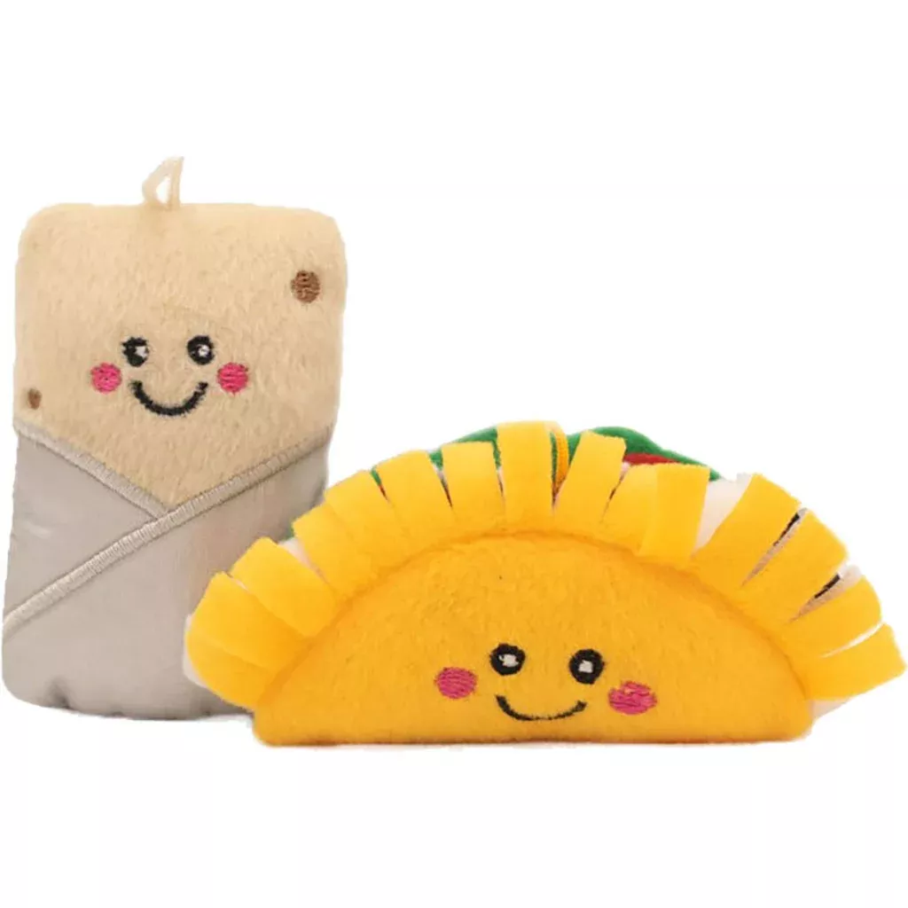 ZippyClaws NomNomz Taco and Burrito Catnip Cat Toy, Small, 2 Pack