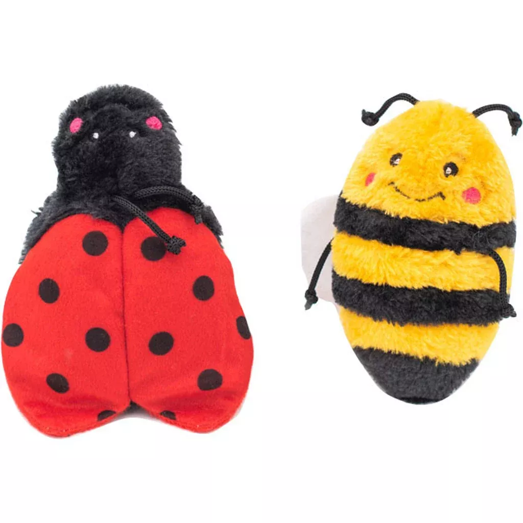 ZippyPaws Crinkle Bee & Ladybug Dog Toys Small 2-Pack