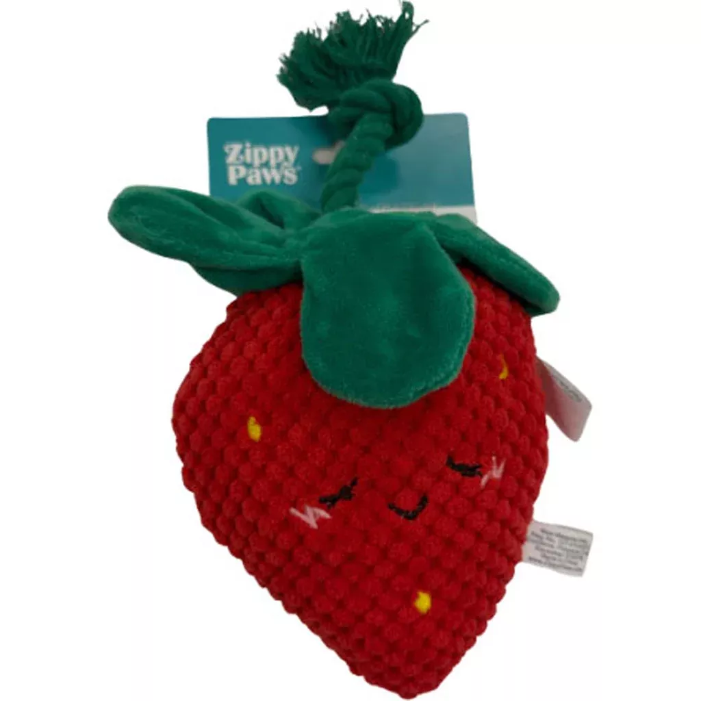 ZippyPaws Crinkle Crops Strawberry Dog Toy, One Size