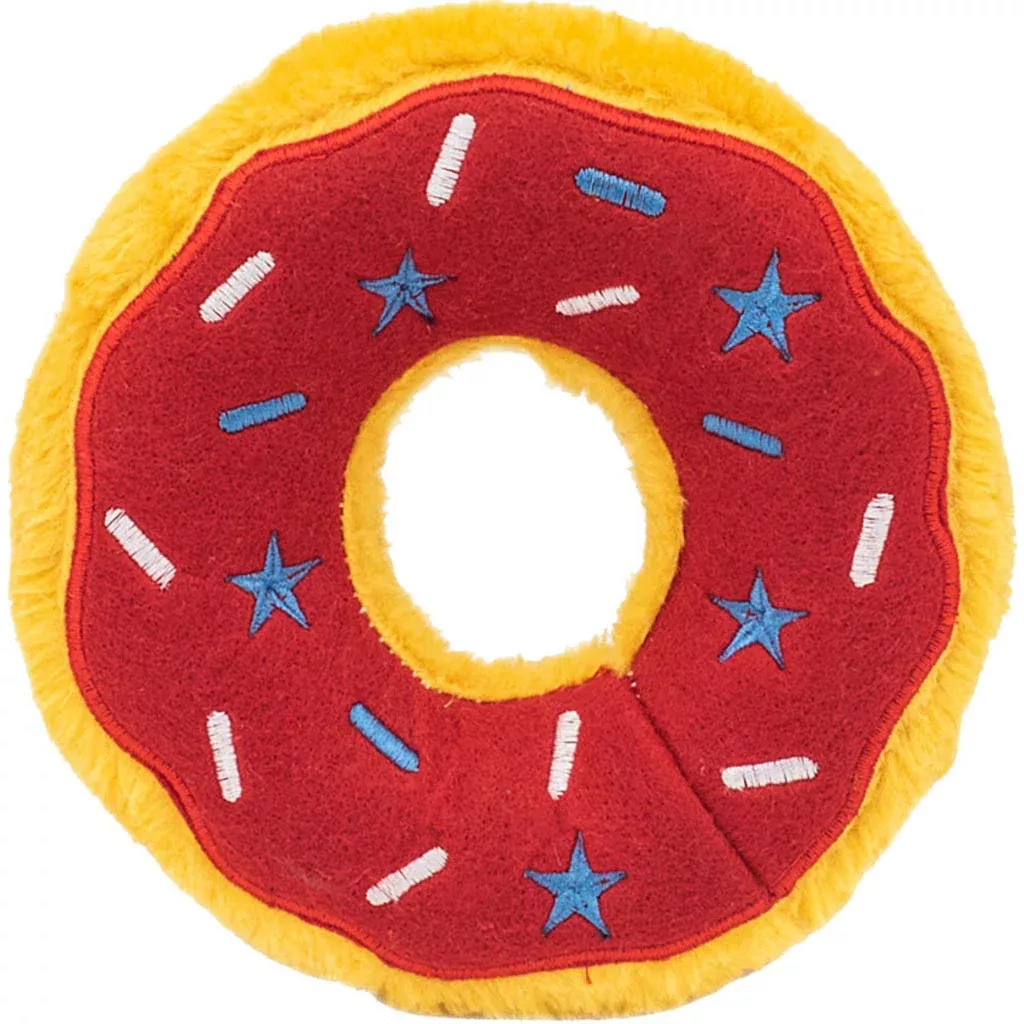 ZippyPaws Donut Dog Toy, Americana, Medium, Red/White/Blue