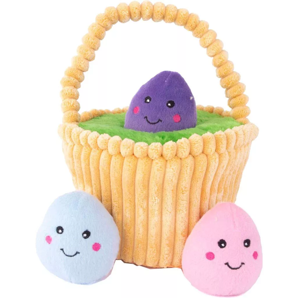 ZippyPaws Easter Zippy Burrow Easter Egg Basket Dog Toy, Large