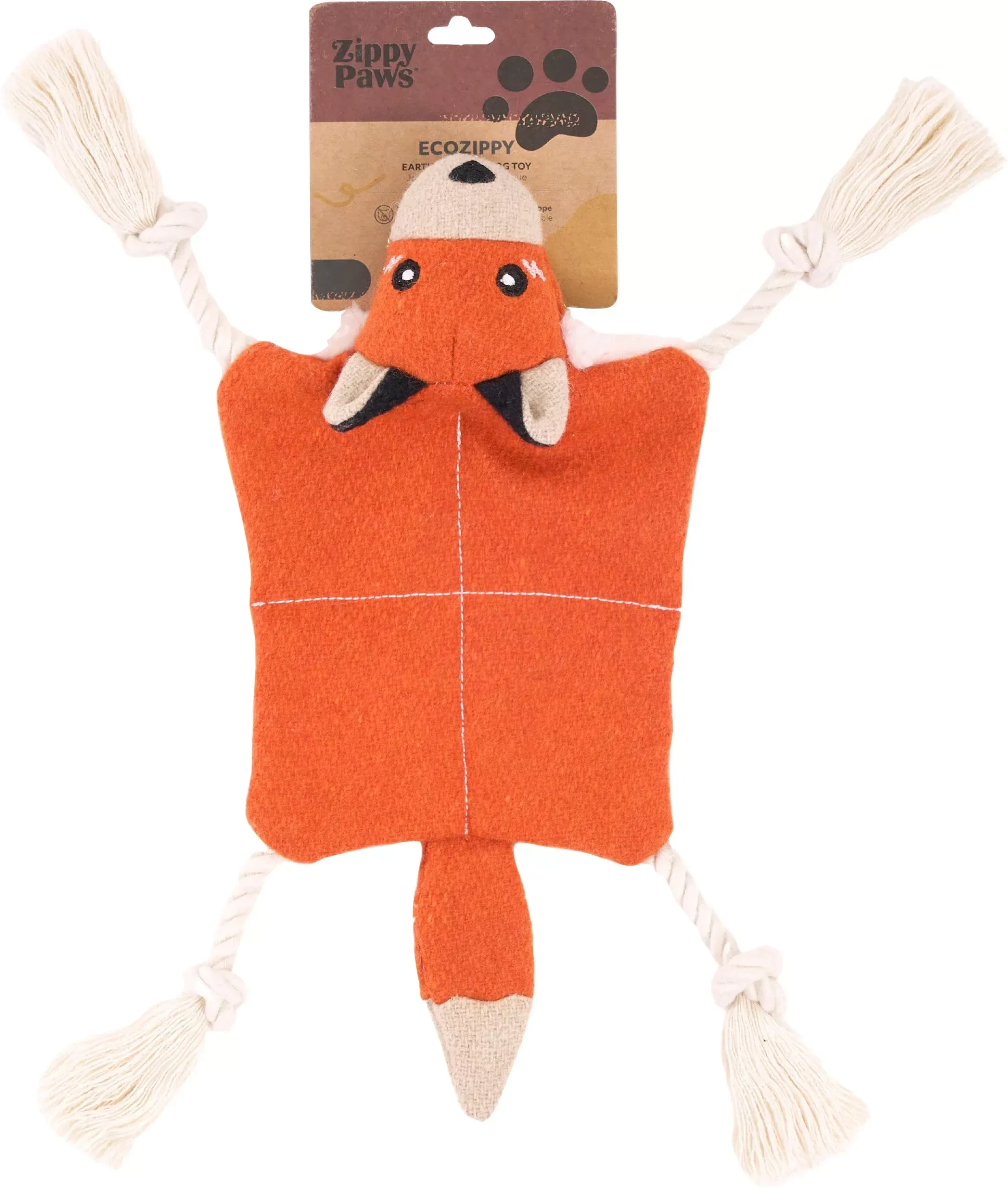 ZippyPaws Eco Knotty Crawler Fox Dog Toy, One Size