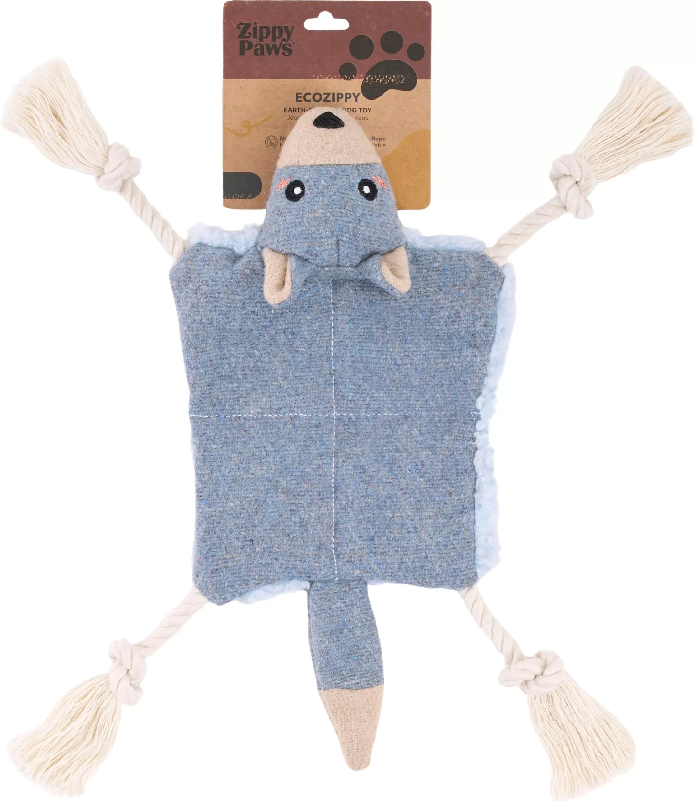 ZippyPaws Eco Knotty Crawler Wolf Dog Toy, One Size