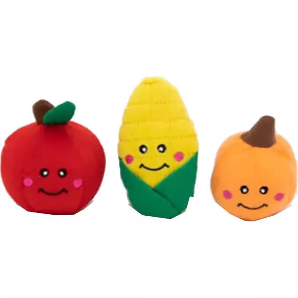 ZippyPaws Fall Harvest Miniz Dog Toys, Small, 3-Pack