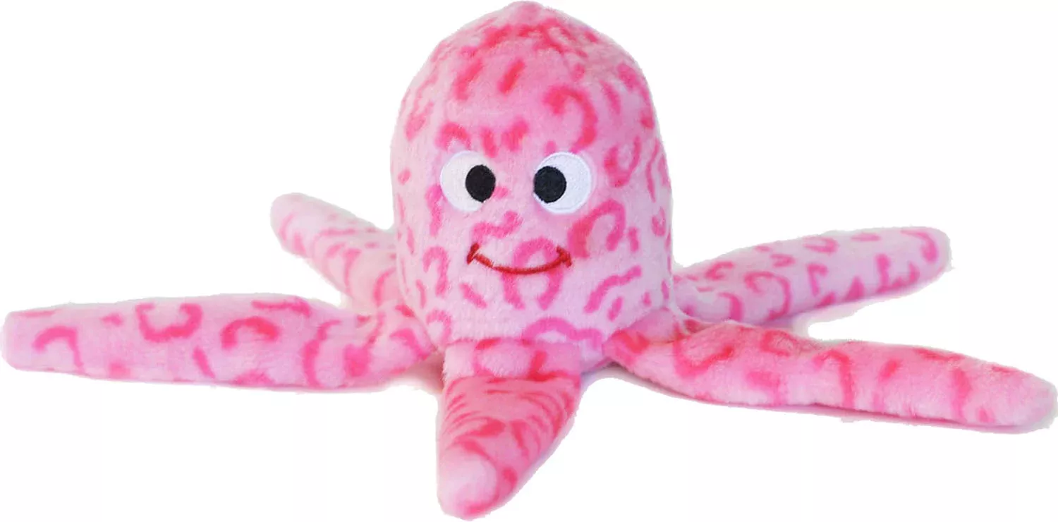 ZippyPaws Floppy Jelly Octopus Dog Toy, Pink, Small