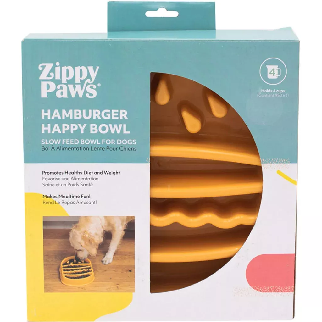 ZippyPaws Happy Bowl Slow Feeder Burger Orange Medium