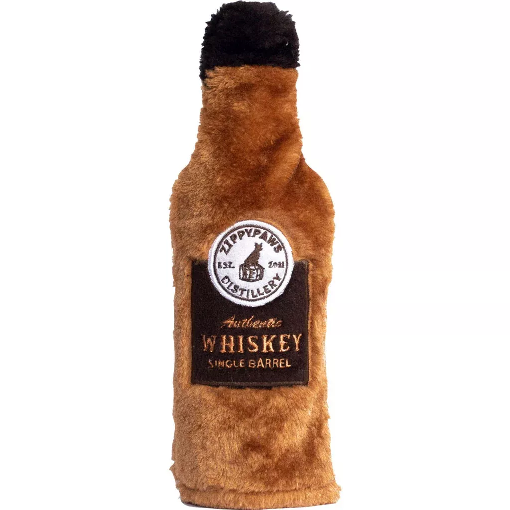 ZippyPaws Happy Hour Crusherz Whiskey Dog Toy, Medium