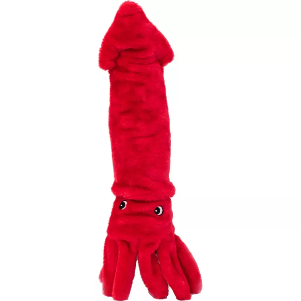 ZippyPaws Jigglerz Squid Dog Toy, Large, Red