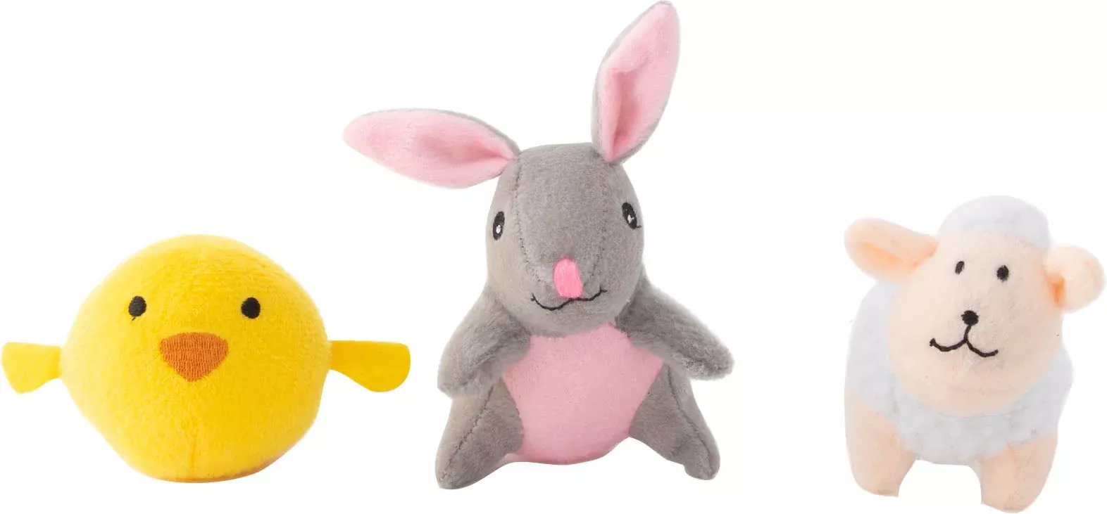 ZippyPaws Miniz Bunny/Sheep/Chick Dog Toys, 3-Pack