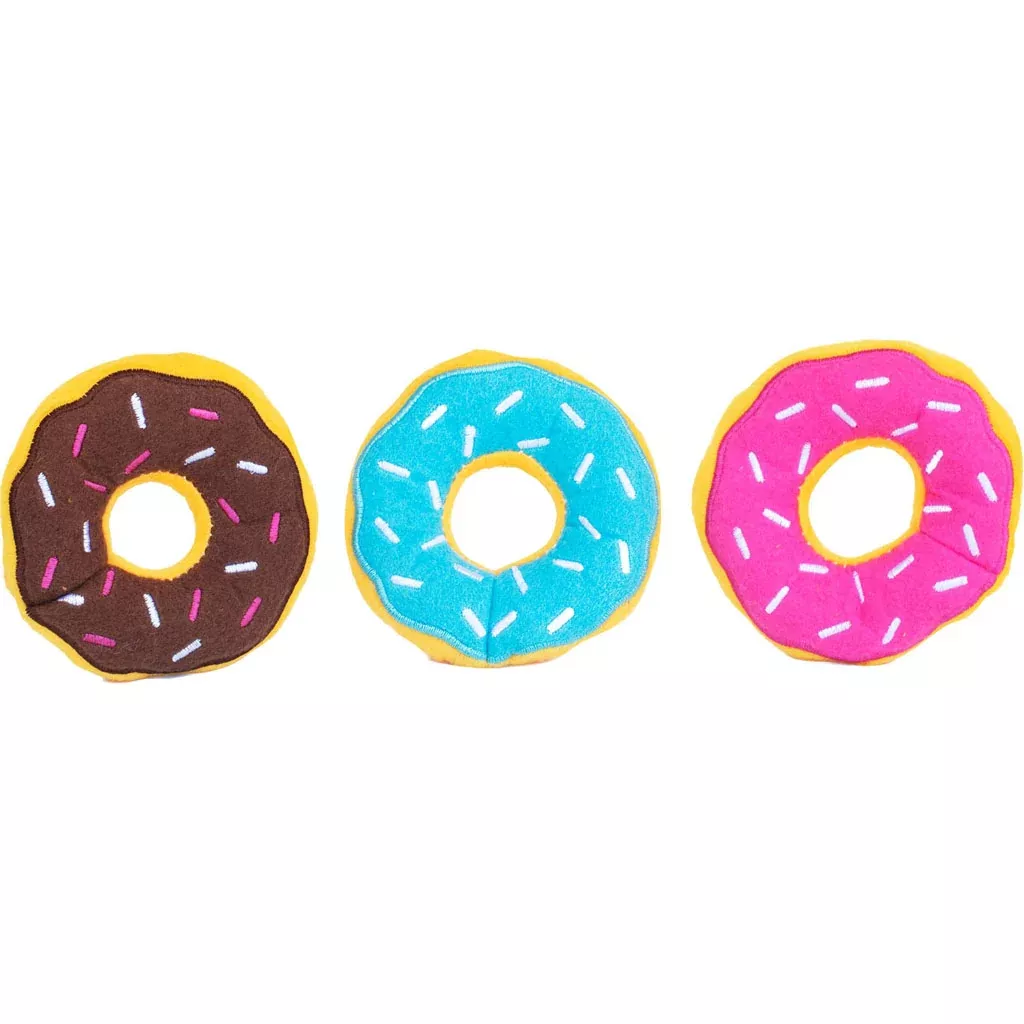 ZippyPaws Miniz Donut Dog Toy, Small, 3 Pack