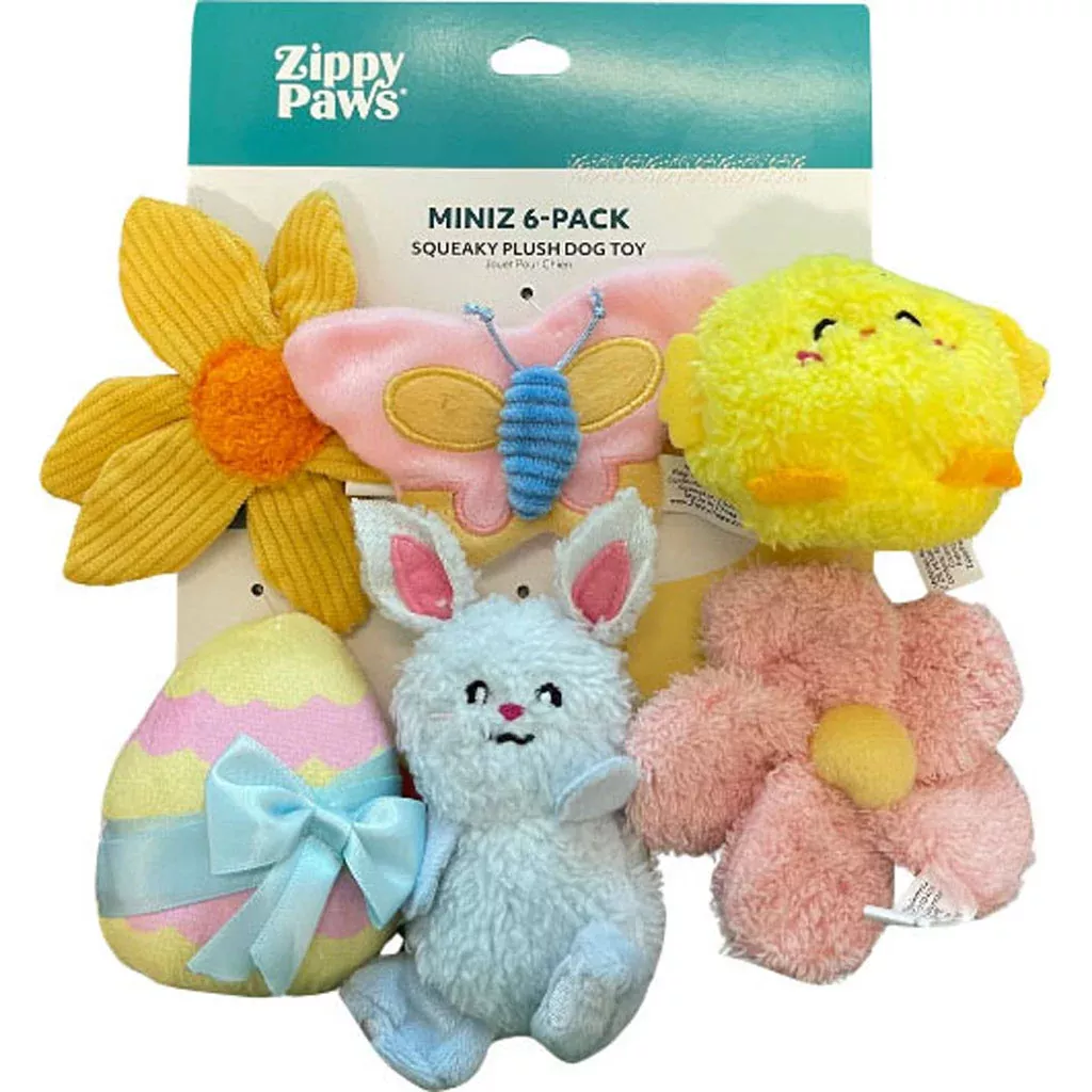 ZippyPaws Miniz Spring Fling Dog Toys, Small, 6-Pack