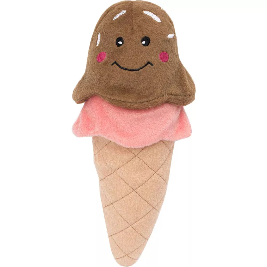 ZippyPaws NomNomz Ice Cream Dog Toy Brown/Pink Medium