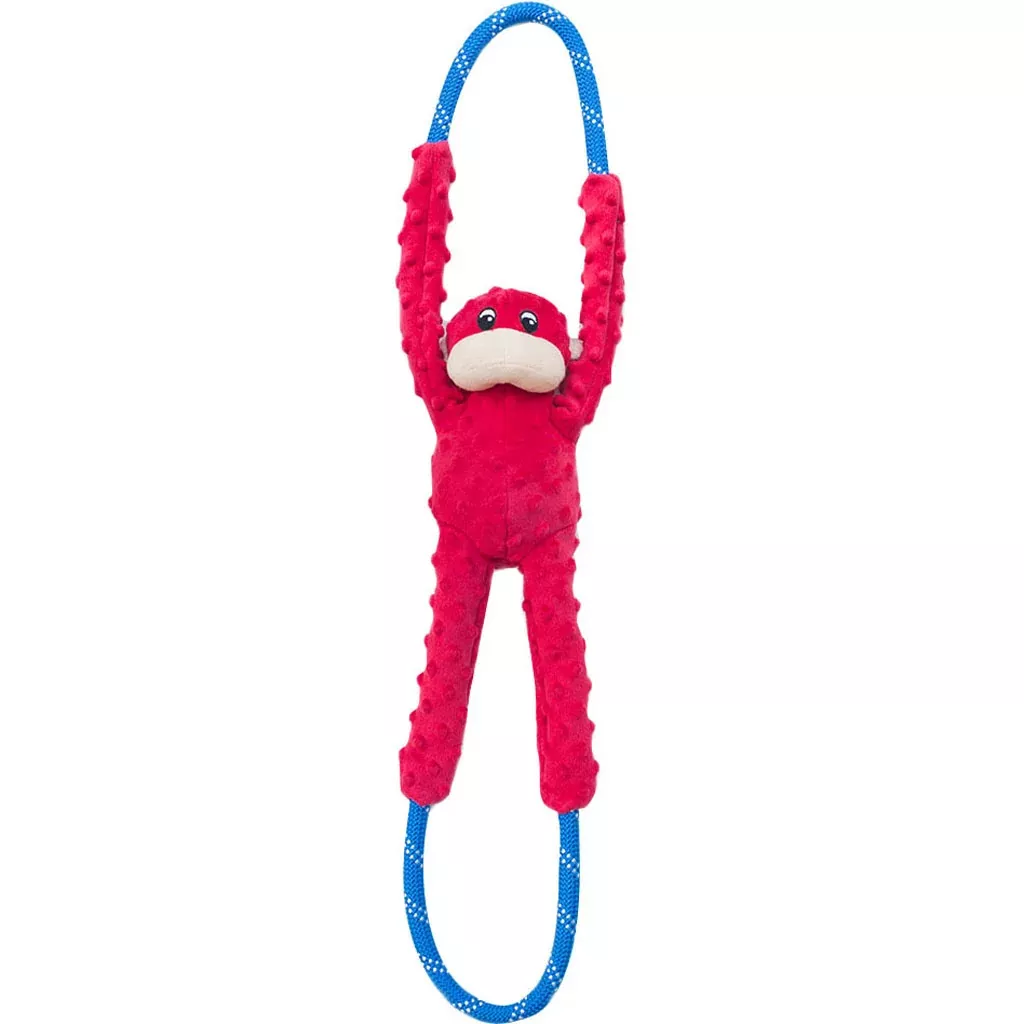ZippyPaws RopeTugz Monkey, Red, Large