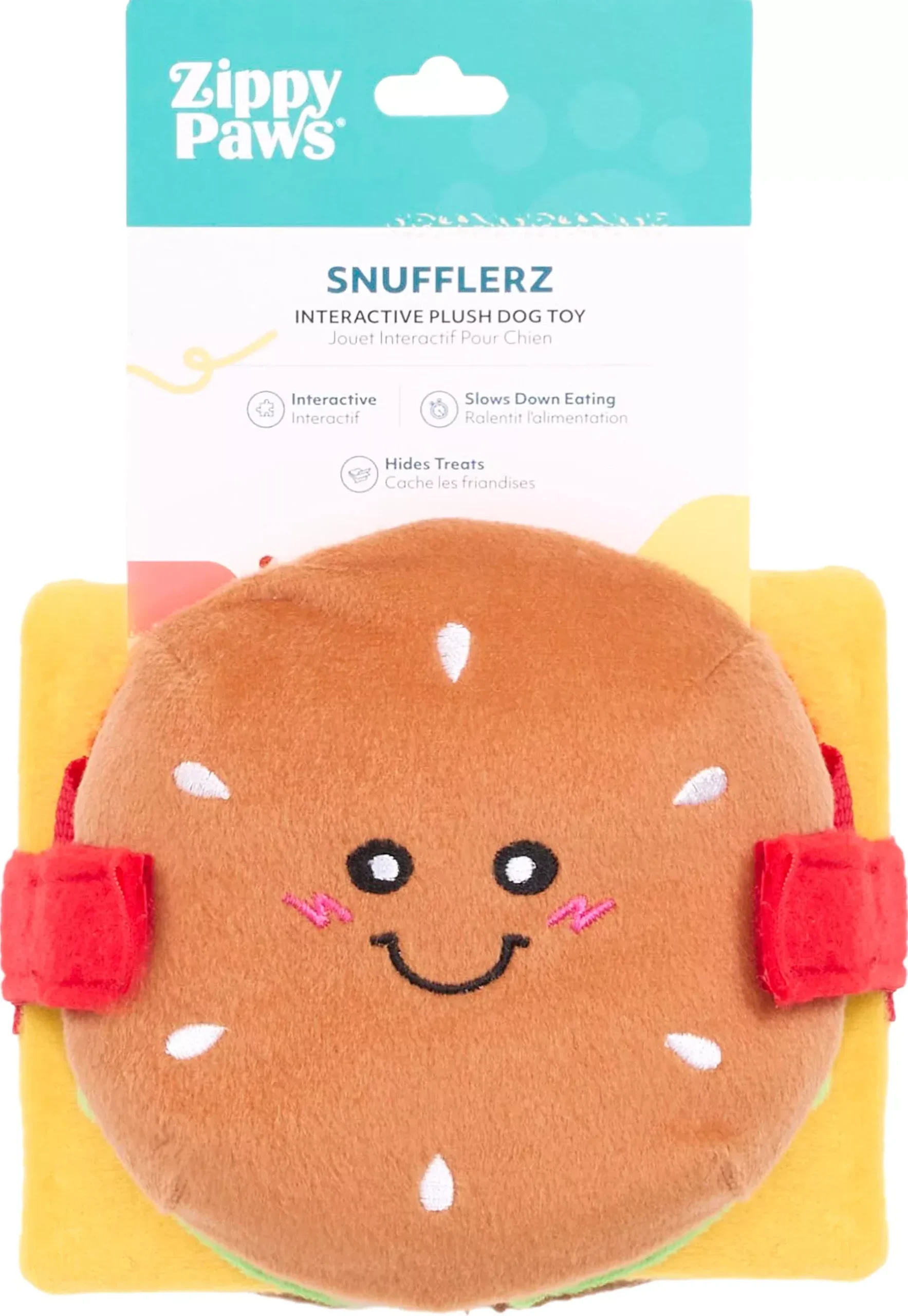 ZippyPaws Snugglerz Stacks Cheeseburger Dog Toy One Size